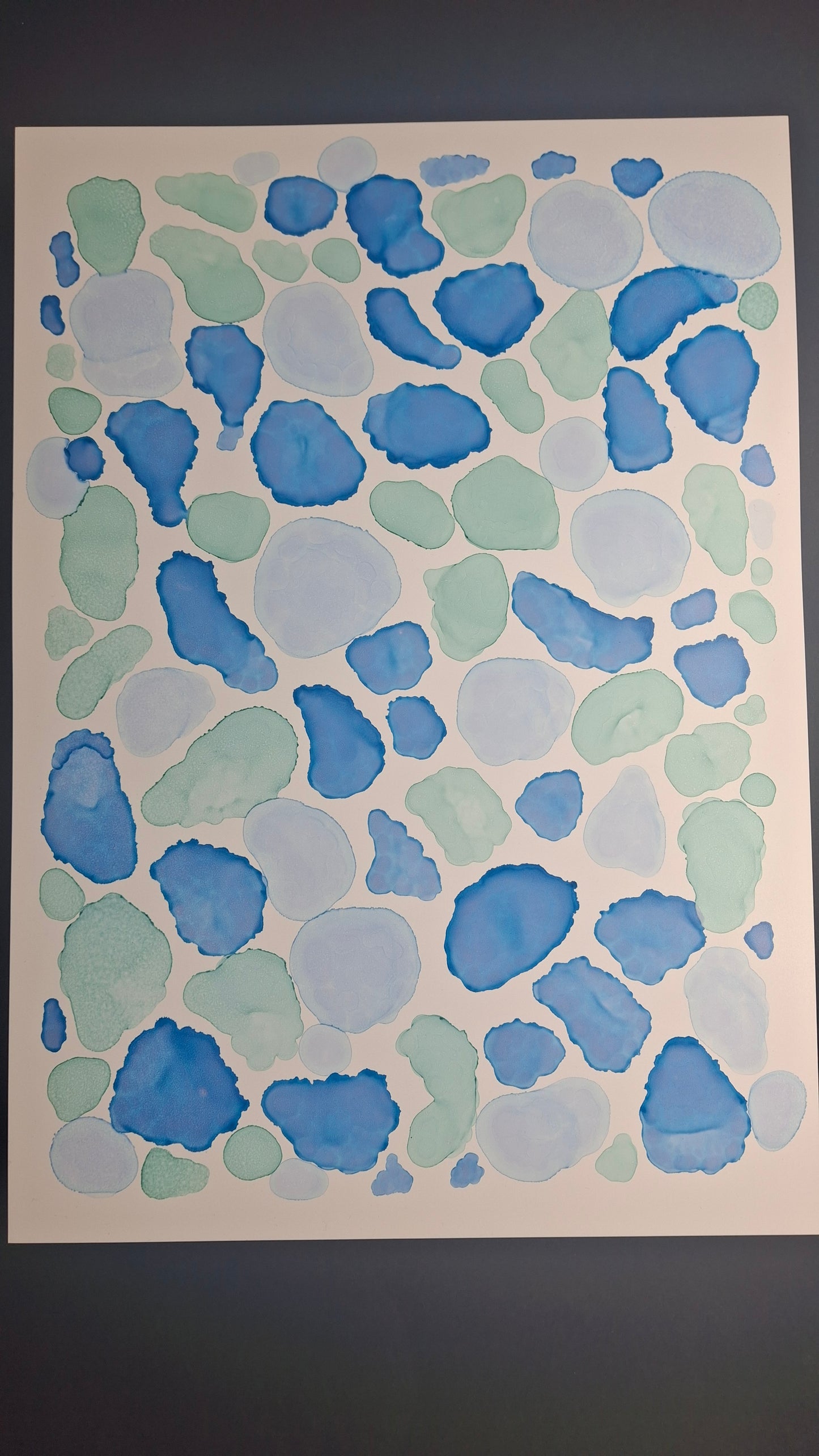 The Sea is Me Original Artwork Blue Green Alcohol Ink A3
