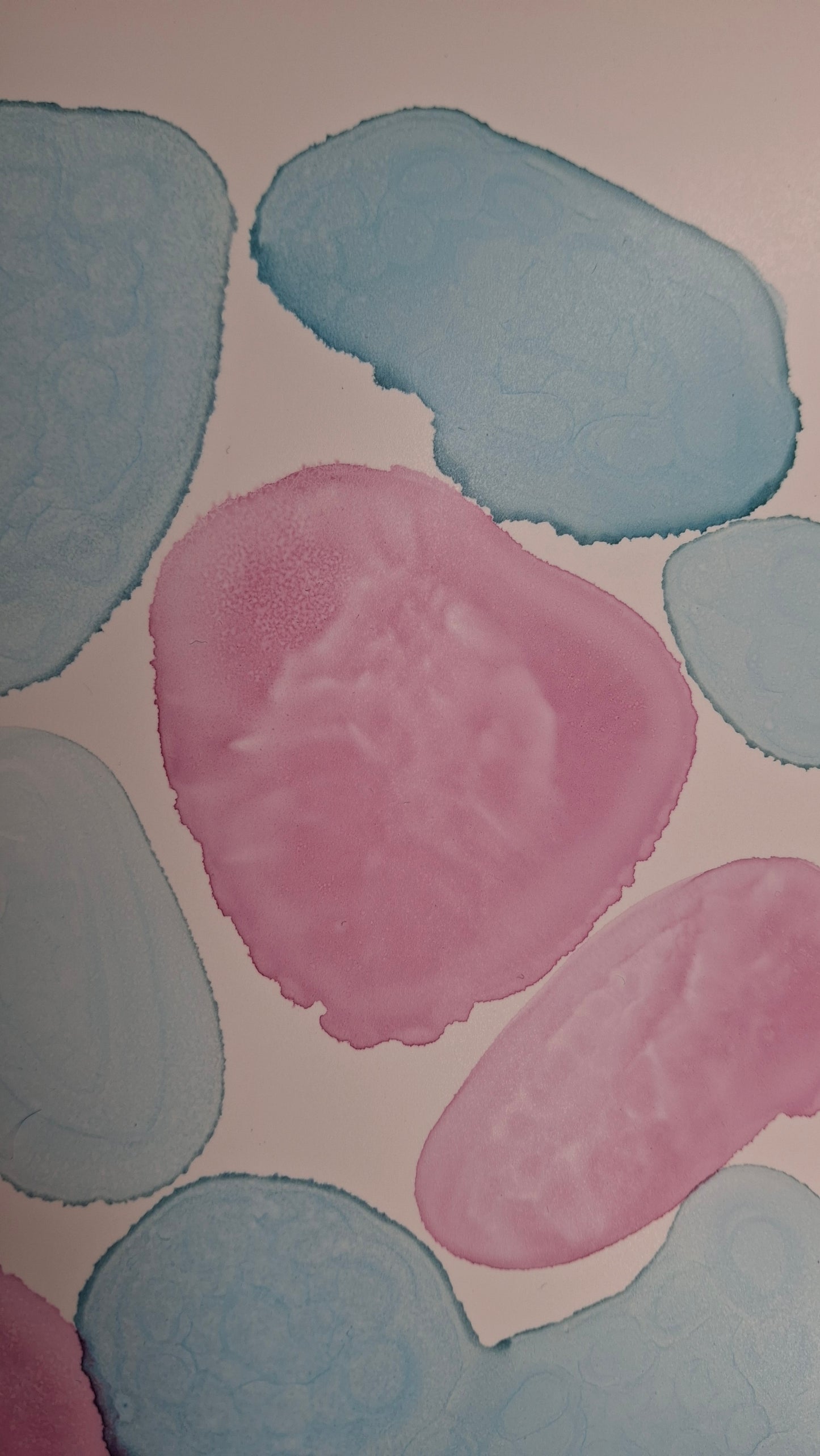 The Tide's Whisper Original Artwork Sea Blue Pink Alcohol Ink A3