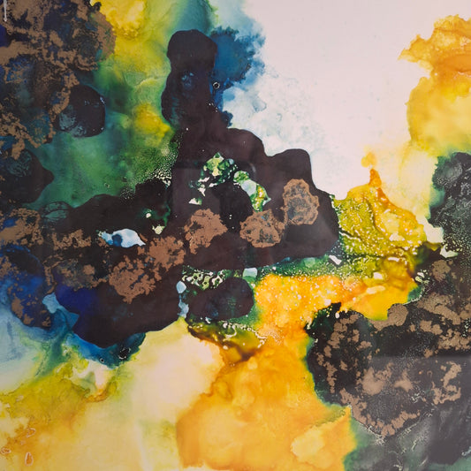 Tangled Light Original Artwork Yellow Gold Blue Green