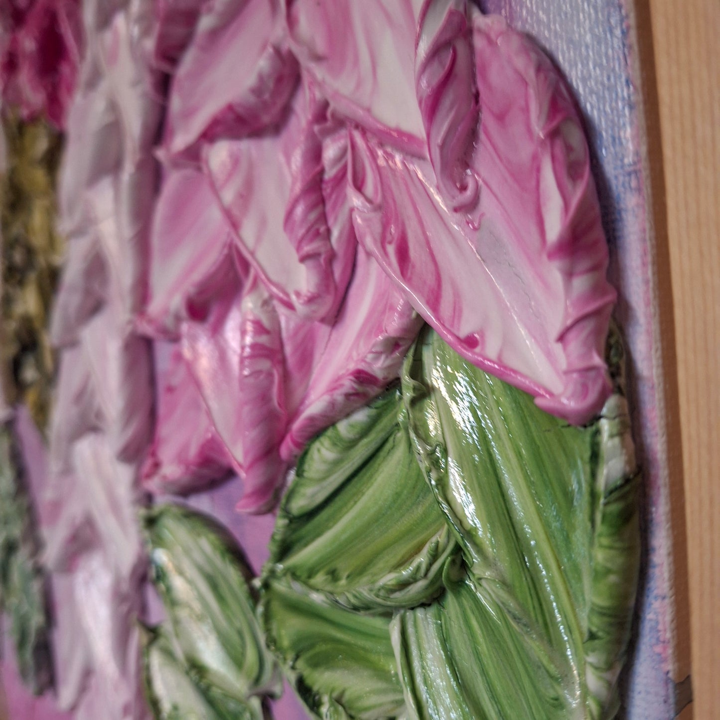 Cascade of Joy Part Three Original Art Textured Floral Flower Garden Abstract Expressionist Pink Green