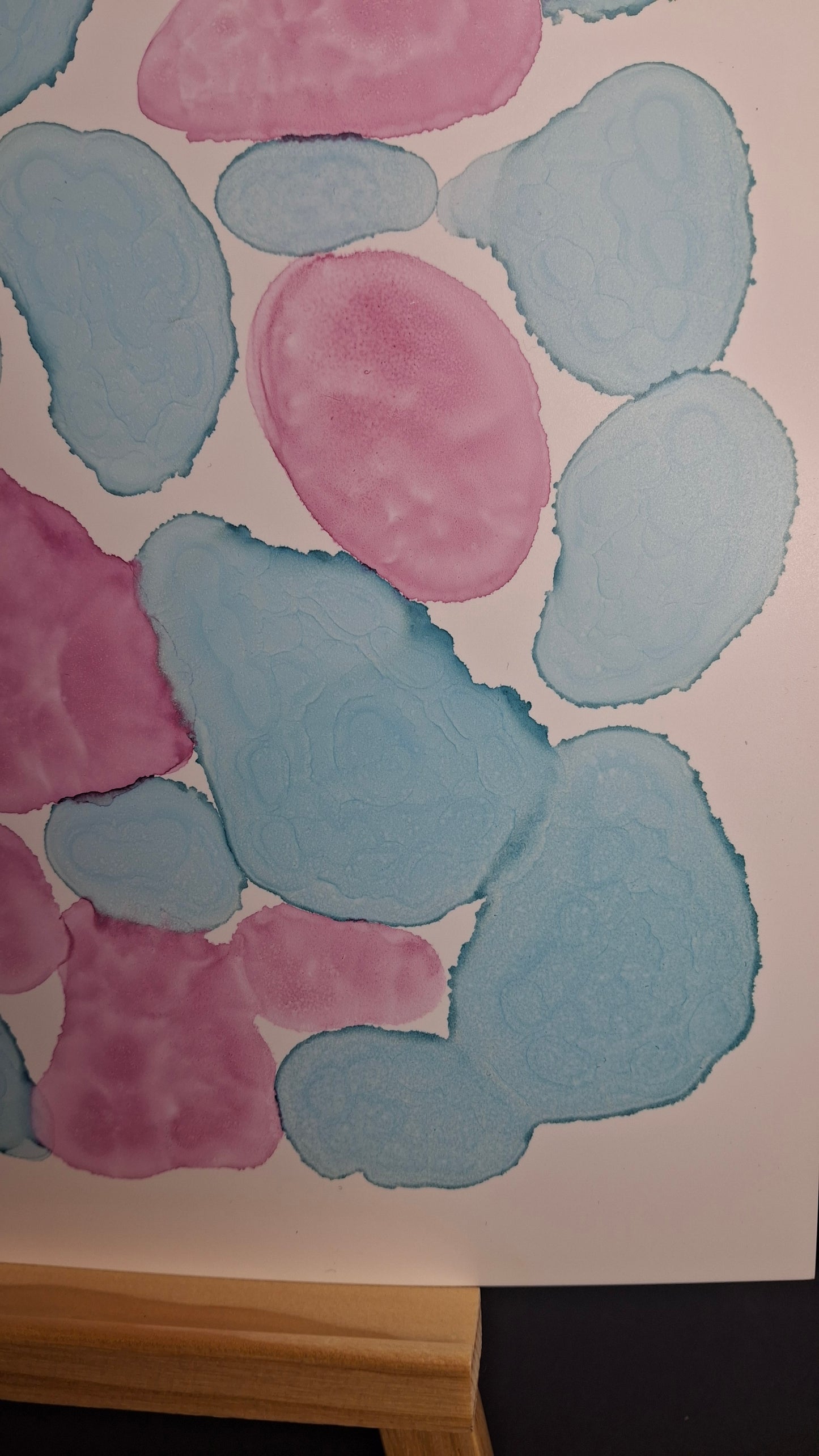 The Tide's Whisper Original Artwork Sea Blue Pink Alcohol Ink A3