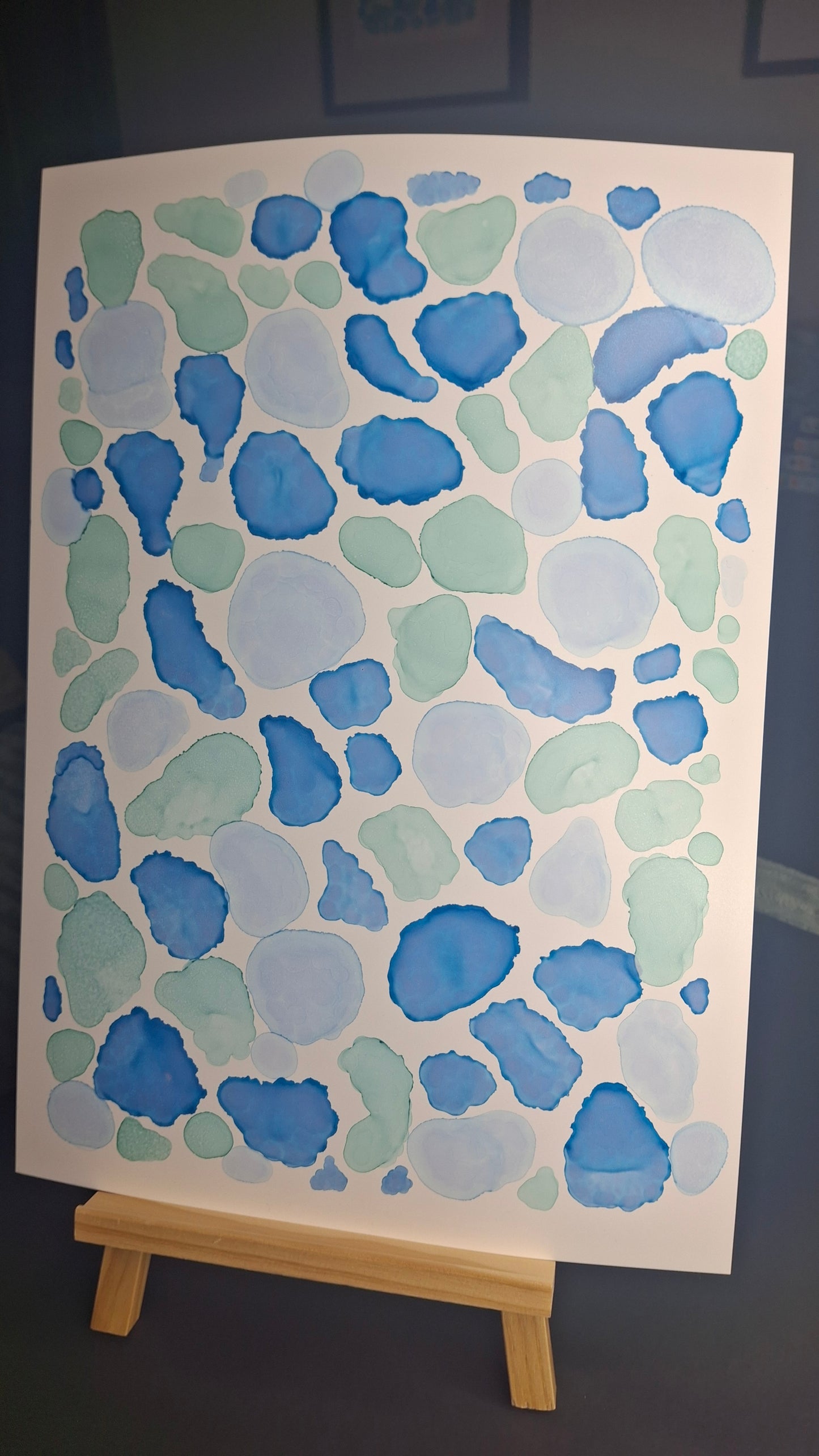 The Sea is Me Original Artwork Blue Green Alcohol Ink A3