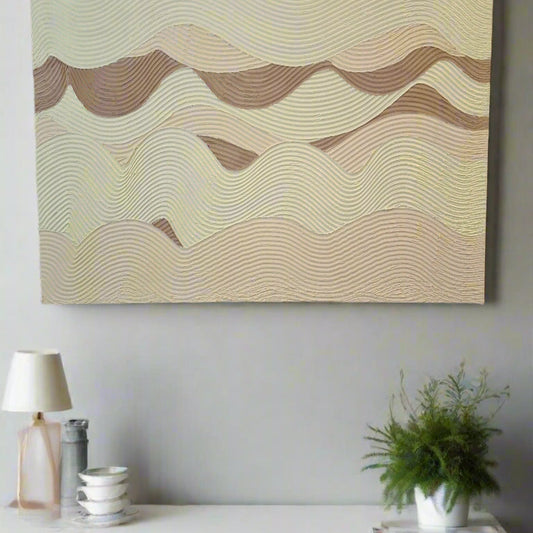 A New Life Mid Century Modern Inspired Original Painting Pale Creams Beige Neutrals