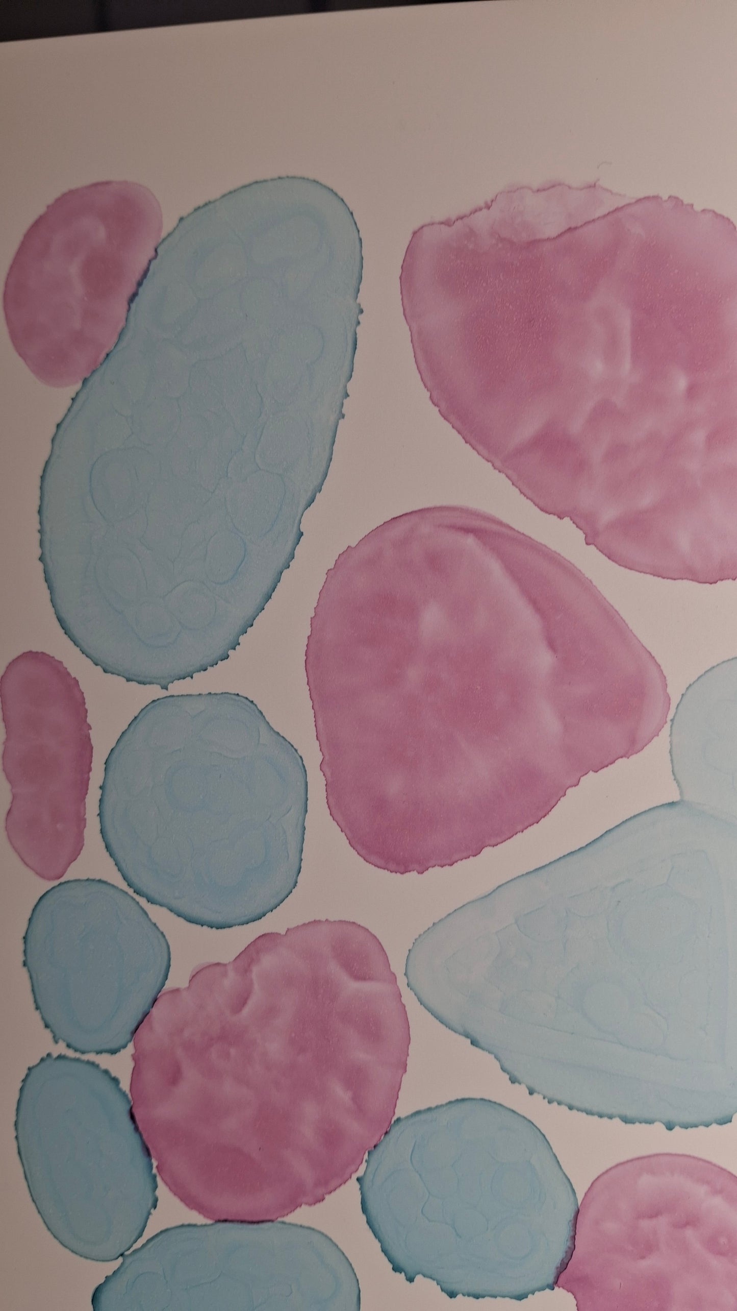 The Tide's Whisper Original Artwork Sea Blue Pink Alcohol Ink A3