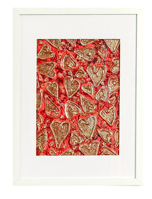 My Heart Finds You Original Textured Artwork Reds Pinks Bronze Copper Accents