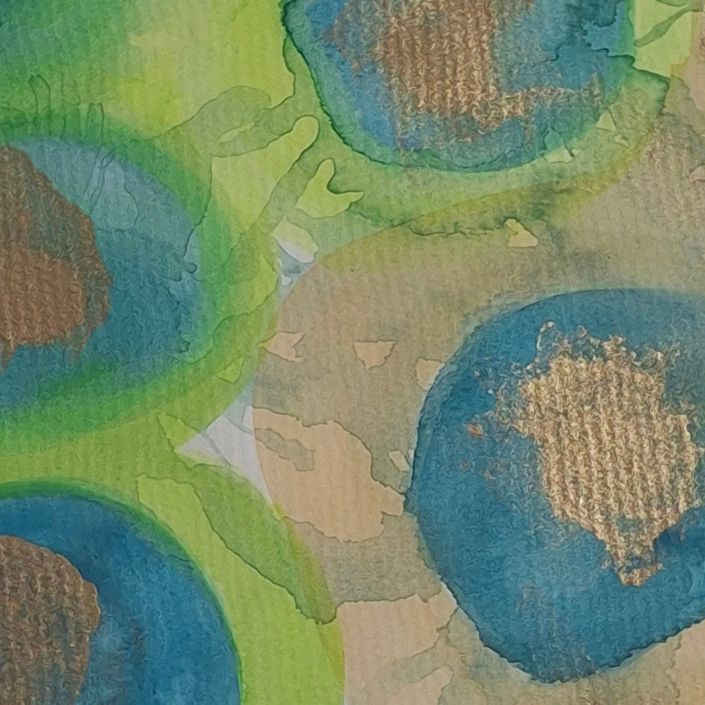 Where Light Lands Original Abstract Artwork Green Gold Blue