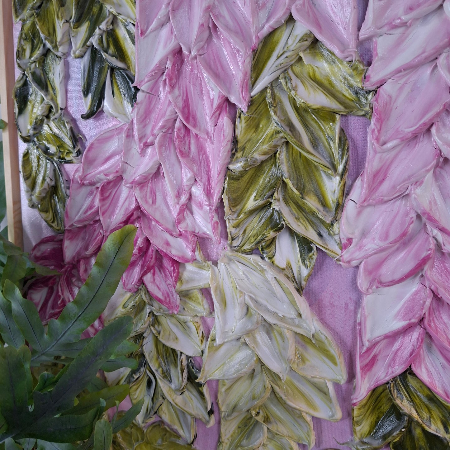 Cascade of Joy Part Two Original Art Textured Floral Flower Garden Abstract Expressionist Pink Green