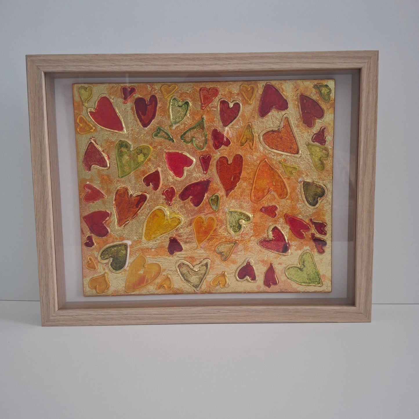 Sweets for the Sweet Original Art Gold Red Orange Hearts