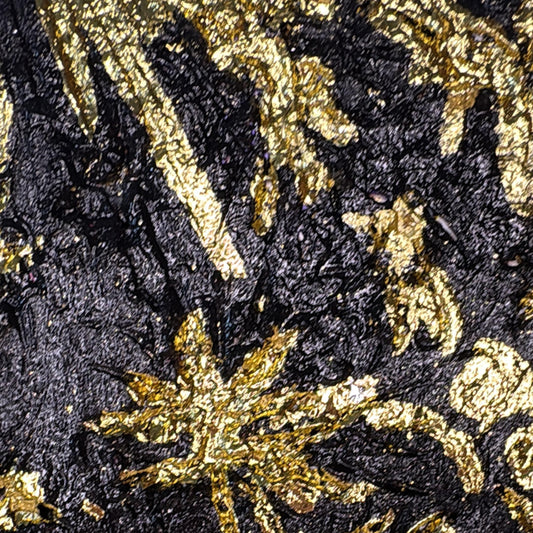 Fireworks of My Mind Original Abstract Textured Painting Black Gold Leaf