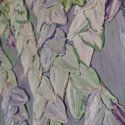 Tranquility Now Nature Inspired Pastel Floral Greens Purples Blues Original Textured Art