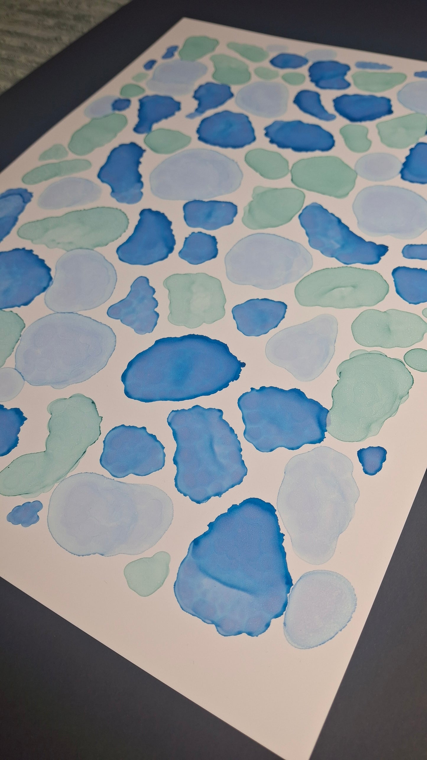 The Sea is Me Original Artwork Blue Green Alcohol Ink A3