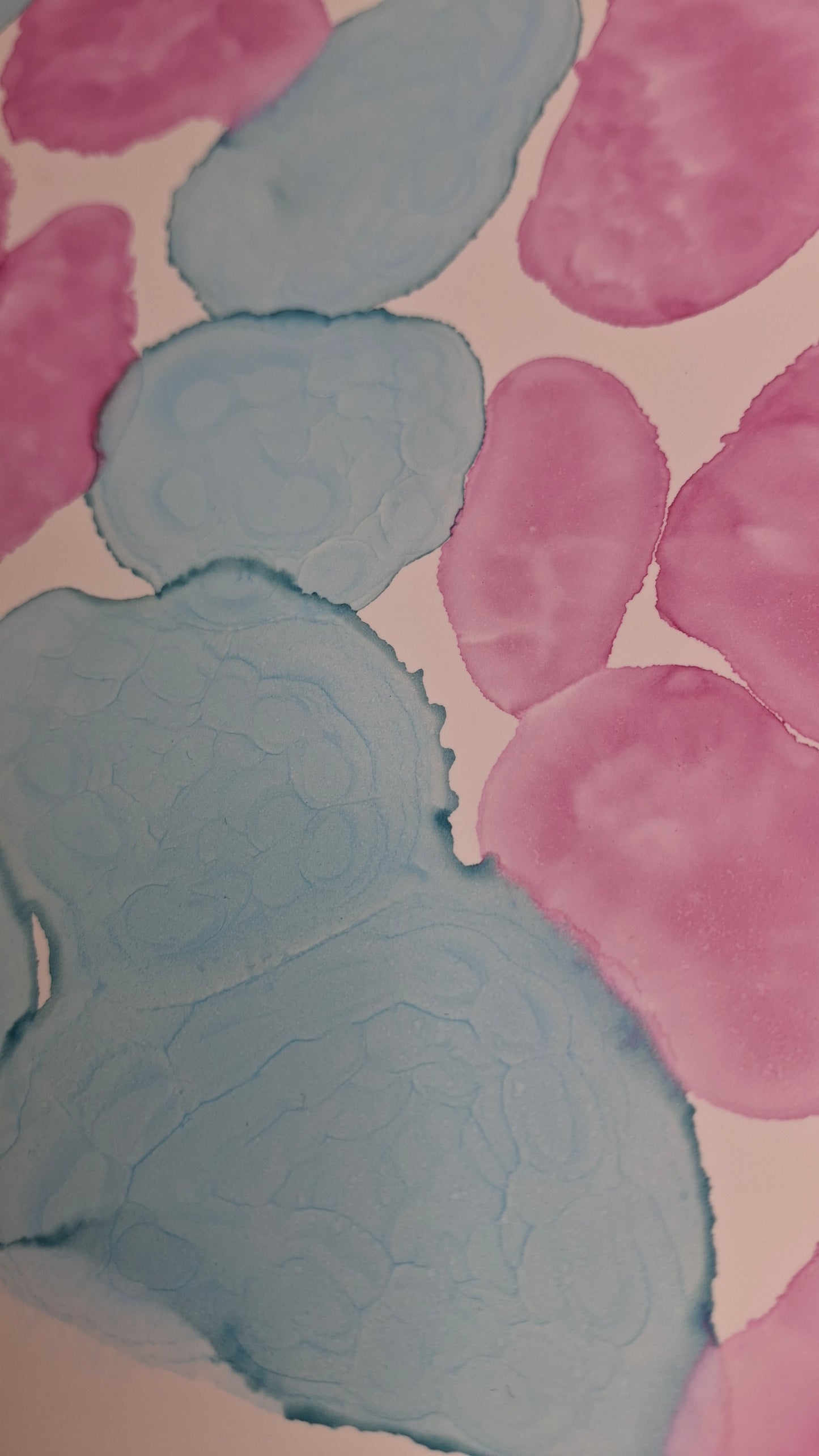 The Tide's Whisper Original Artwork Sea Blue Pink Alcohol Ink A3