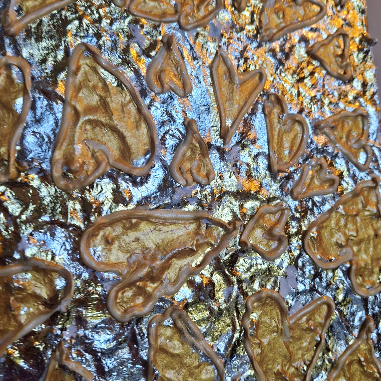 Love is Gold Original Artwork Silver Gold Hearts