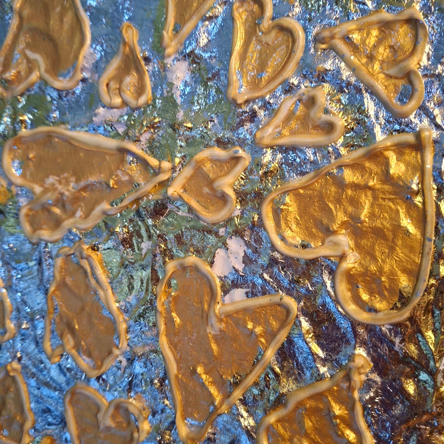 Love is Gold Original Artwork Silver Gold Hearts