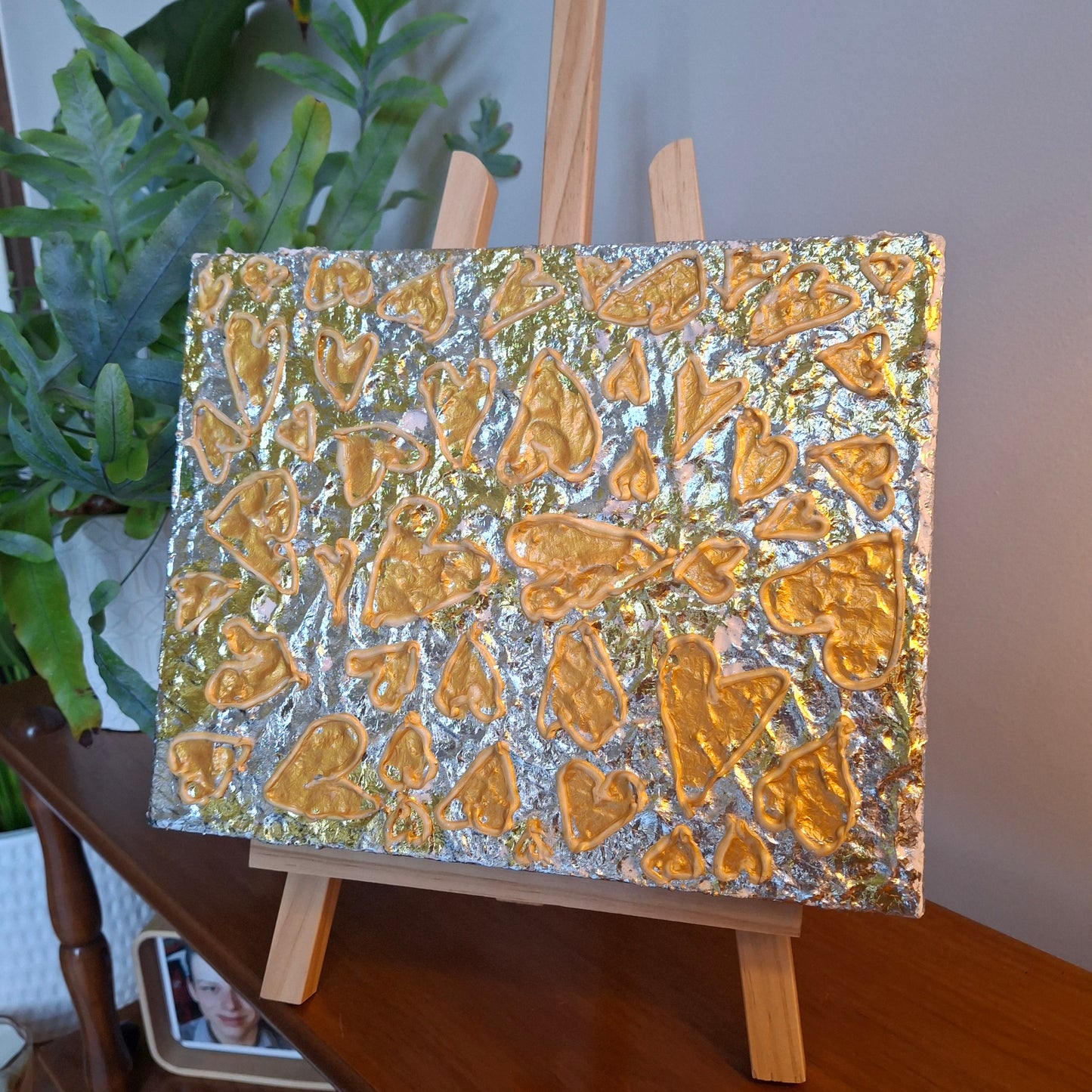 Love is Gold Original Artwork Silver Gold Hearts