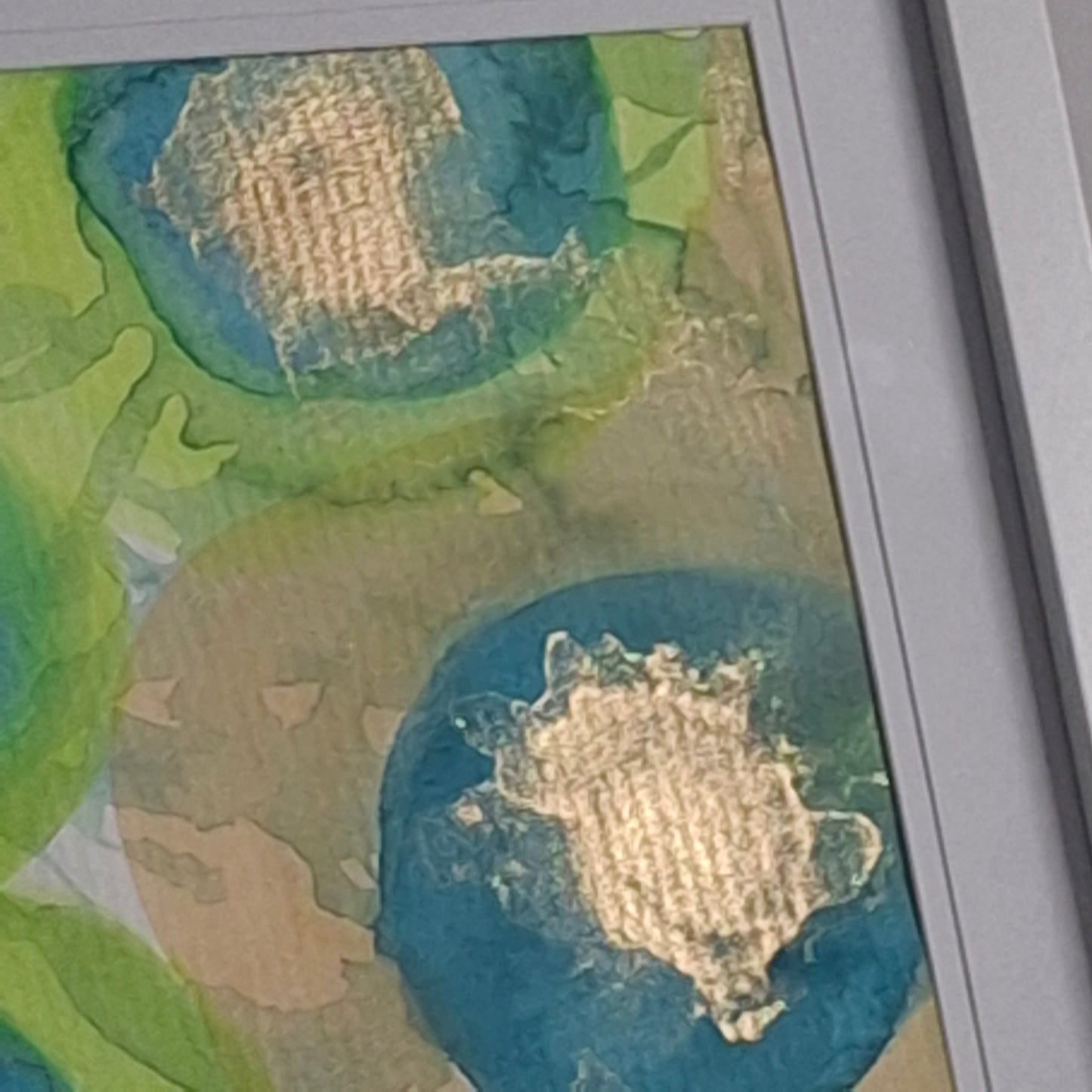 Where Light Lands Original Abstract Artwork Green Gold Blue