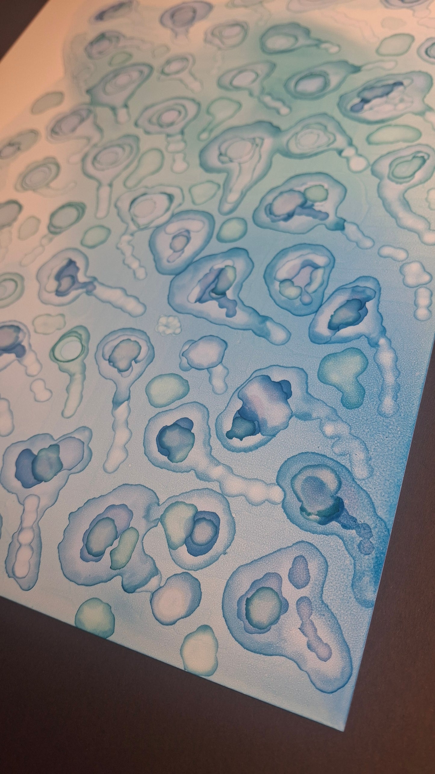 What Lies Beneath Original Artwork Blue Alcohol Ink A3