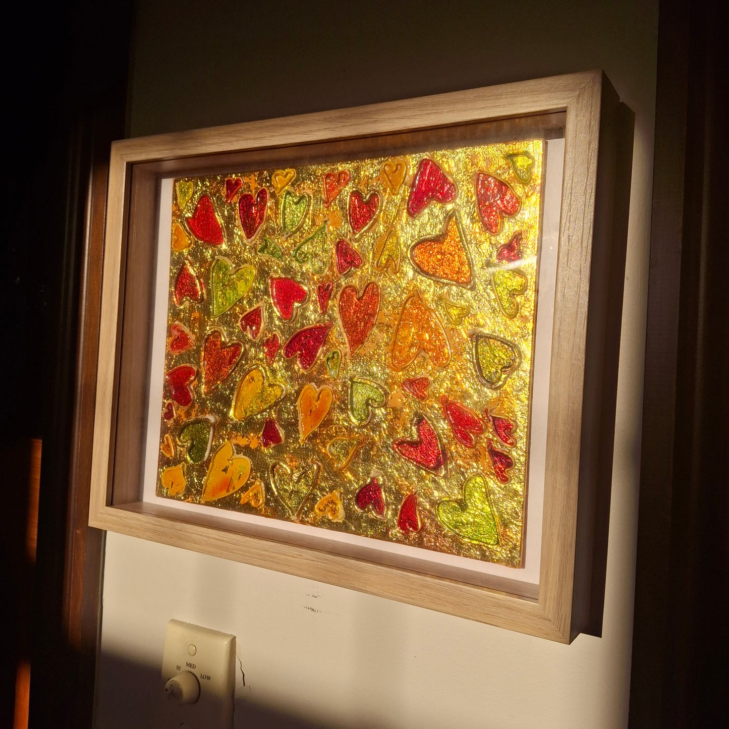 Sweets for the Sweet Original Art Gold Red Orange Hearts