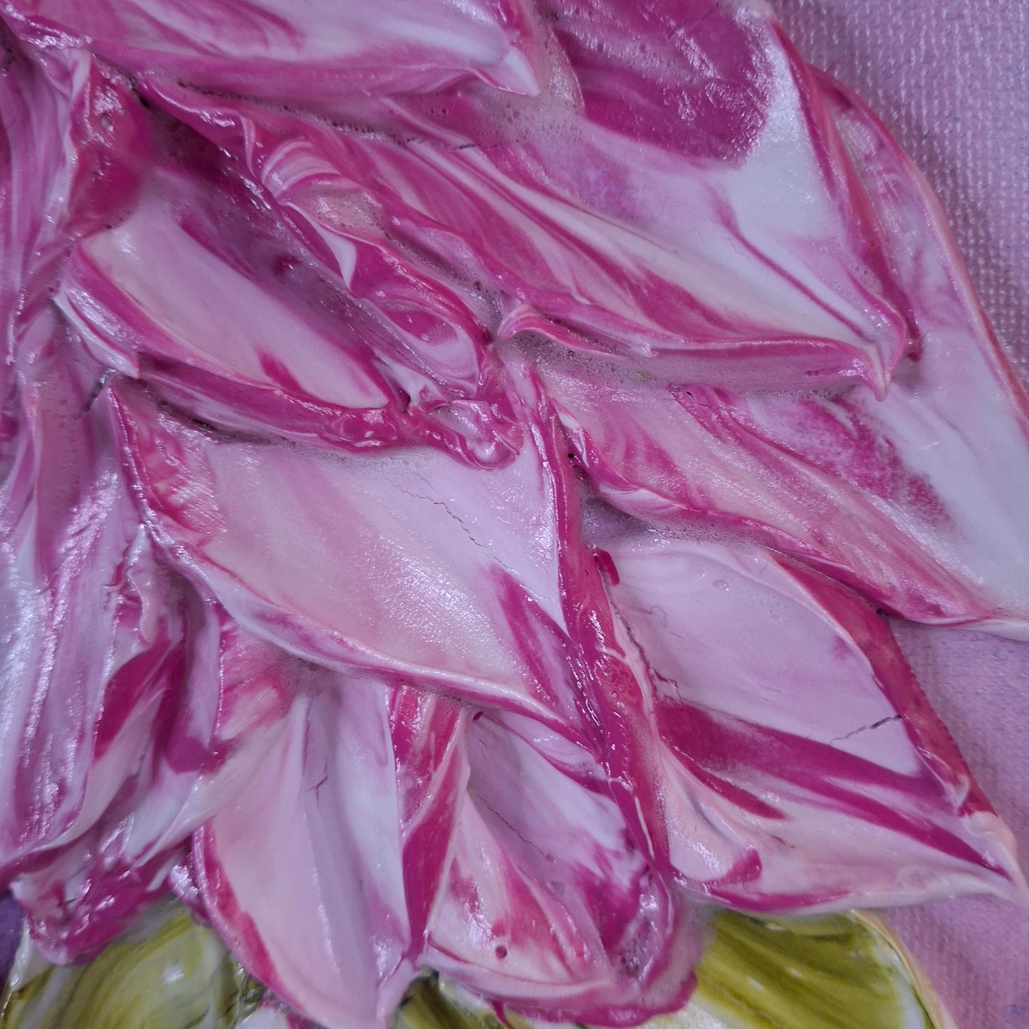 Cascade of Joy Part Two Original Art Textured Floral Flower Garden Abstract Expressionist Pink Green