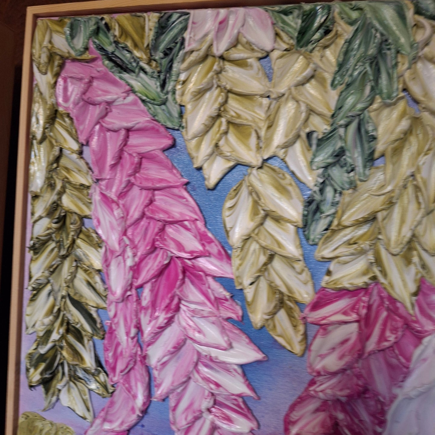Cascade of Joy Part Three Original Art Textured Floral Flower Garden Abstract Expressionist Pink Green