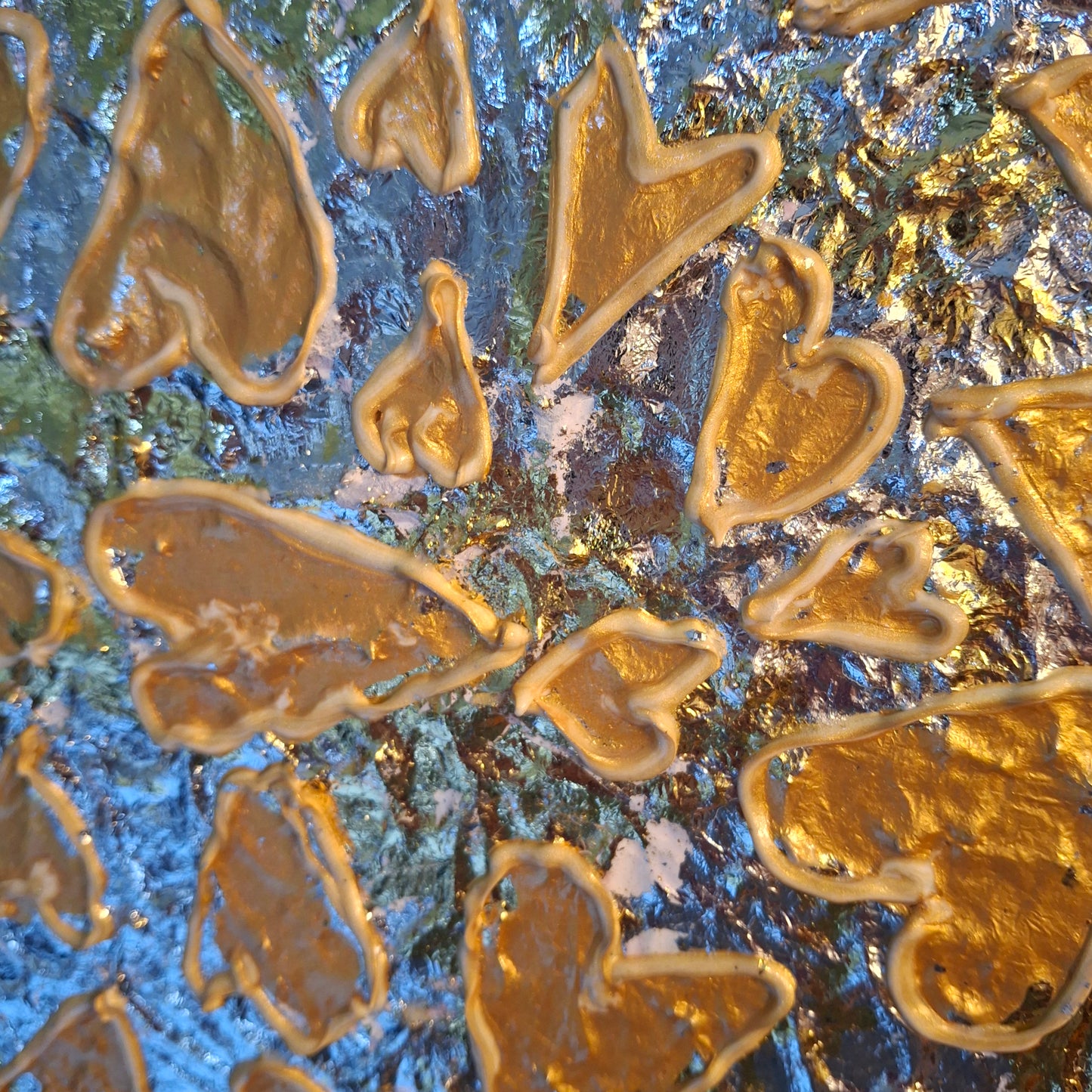 Love is Gold Original Artwork Silver Gold Hearts