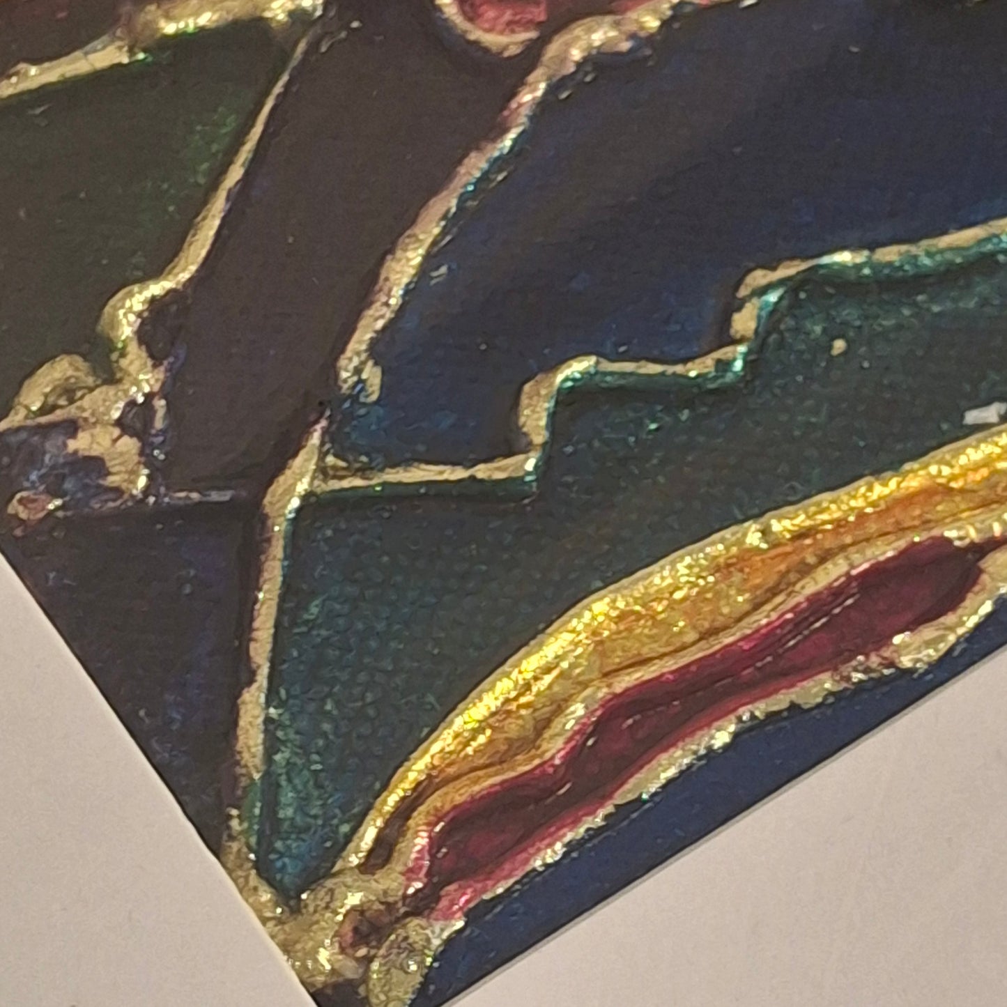 Where the Light Touches Original Artwork Blue Green Gold Leaf