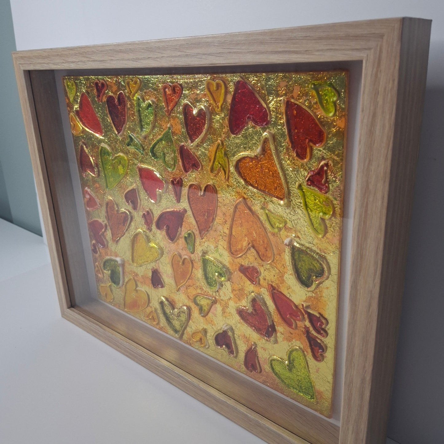 Sweets for the Sweet Original Art Gold Red Orange Hearts