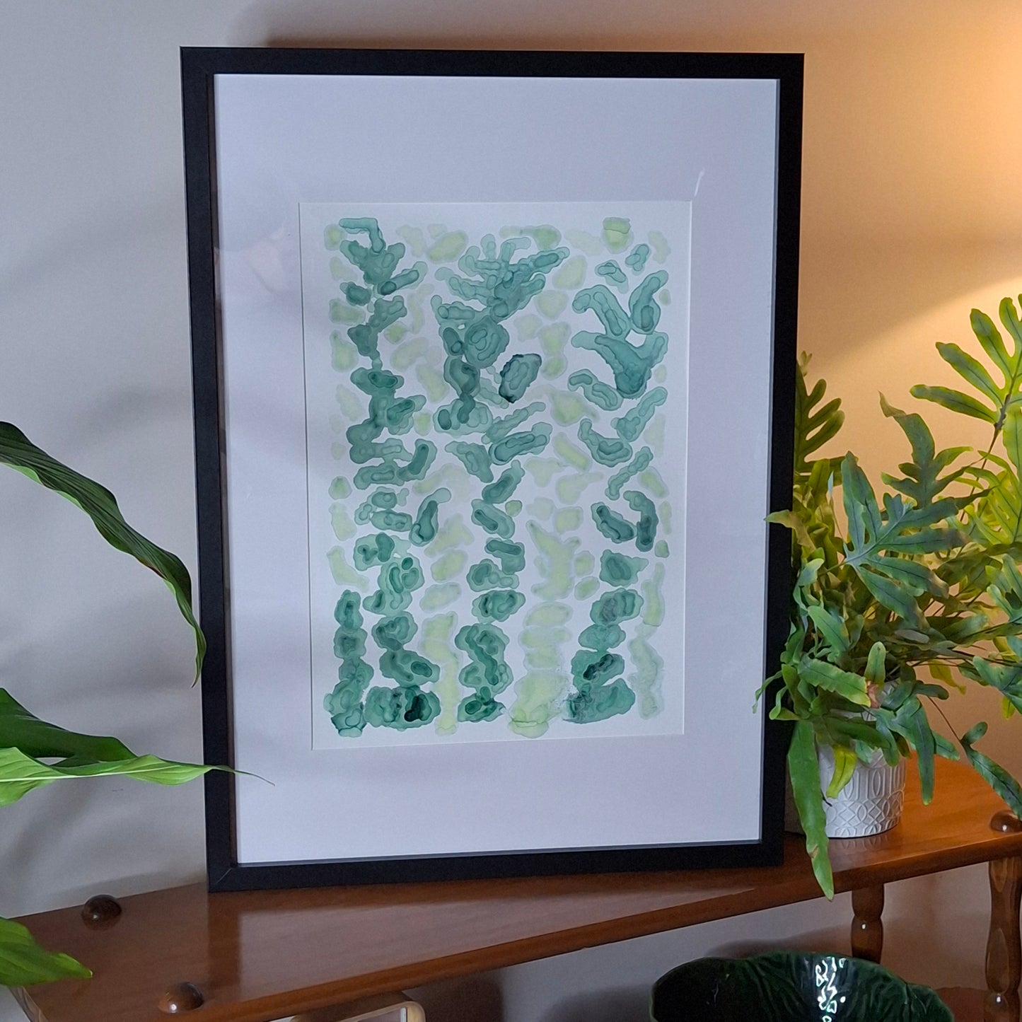 Currents of Calm  Original Artwork Mixed Greens Alcohol Ink A3