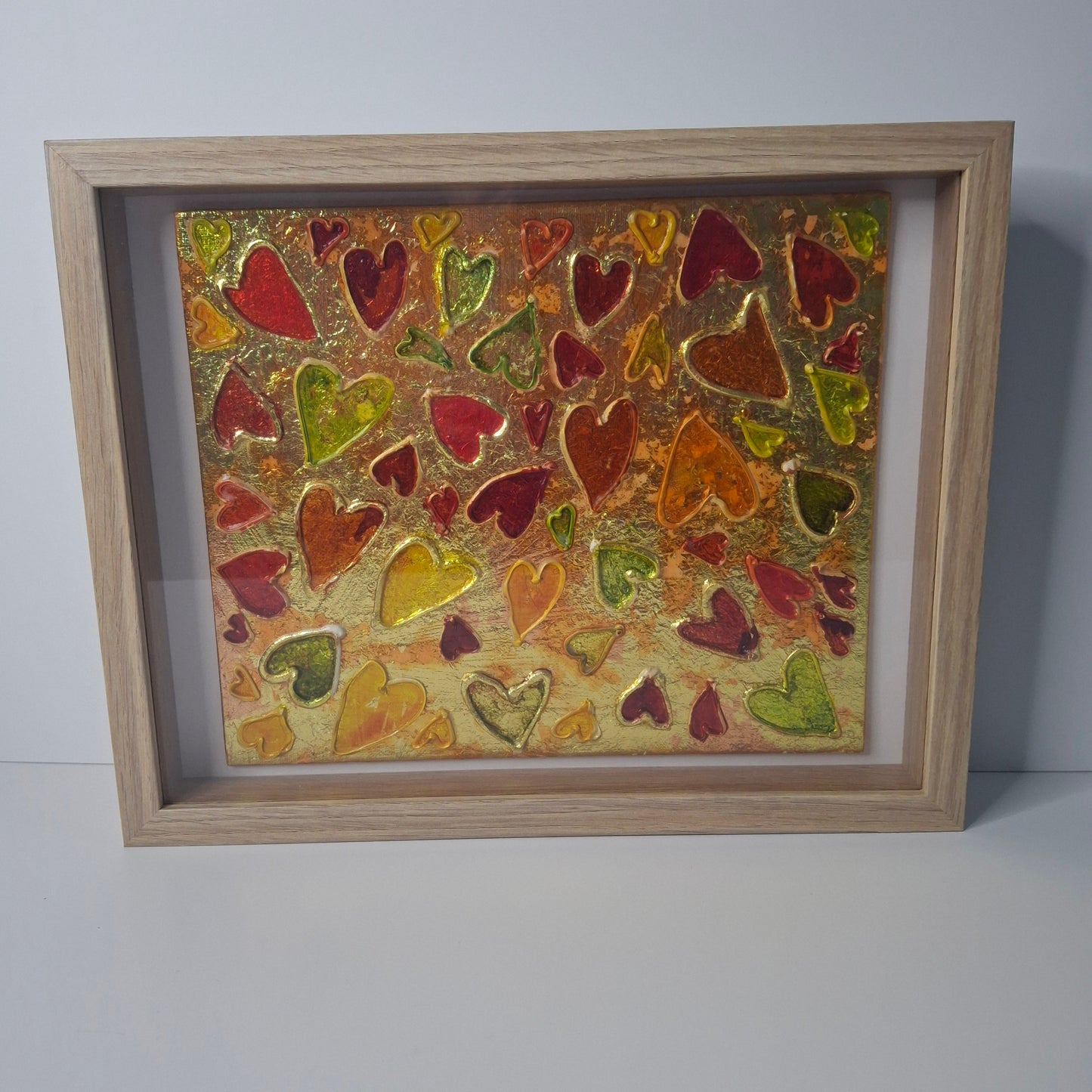 Sweets for the Sweet Original Art Gold Red Orange Hearts