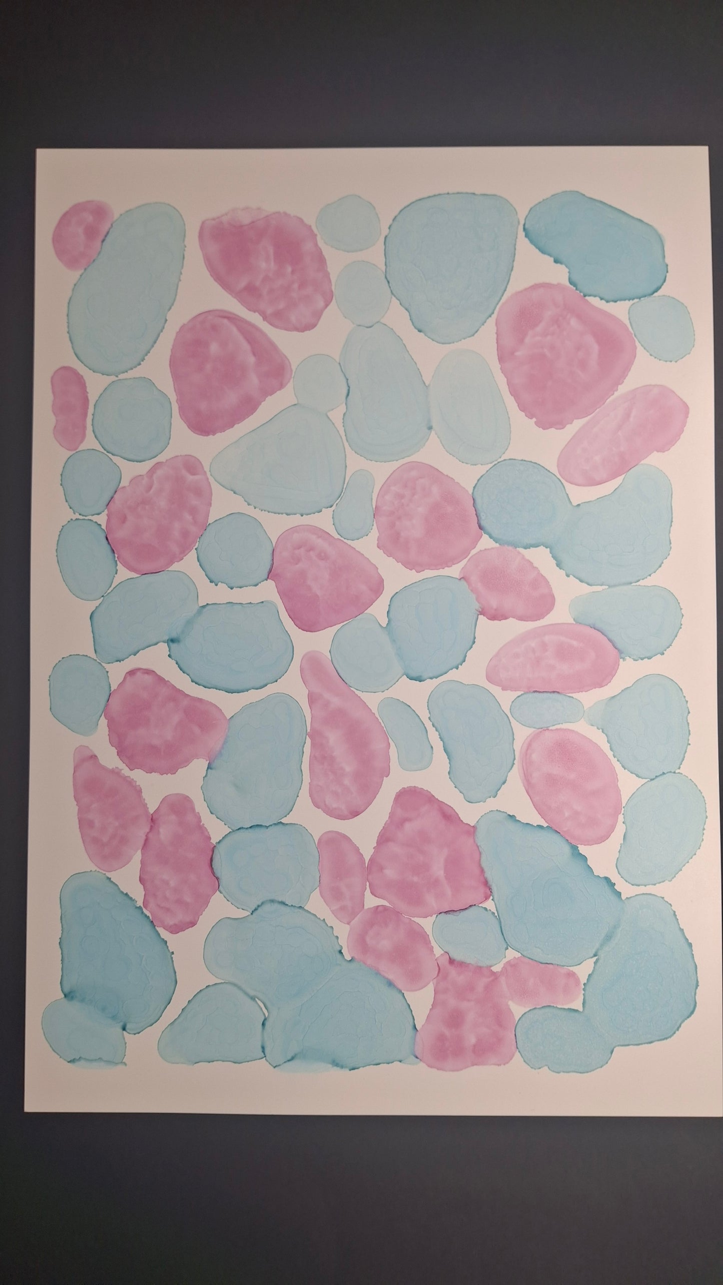 The Tide's Whisper Original Artwork Sea Blue Pink Alcohol Ink A3