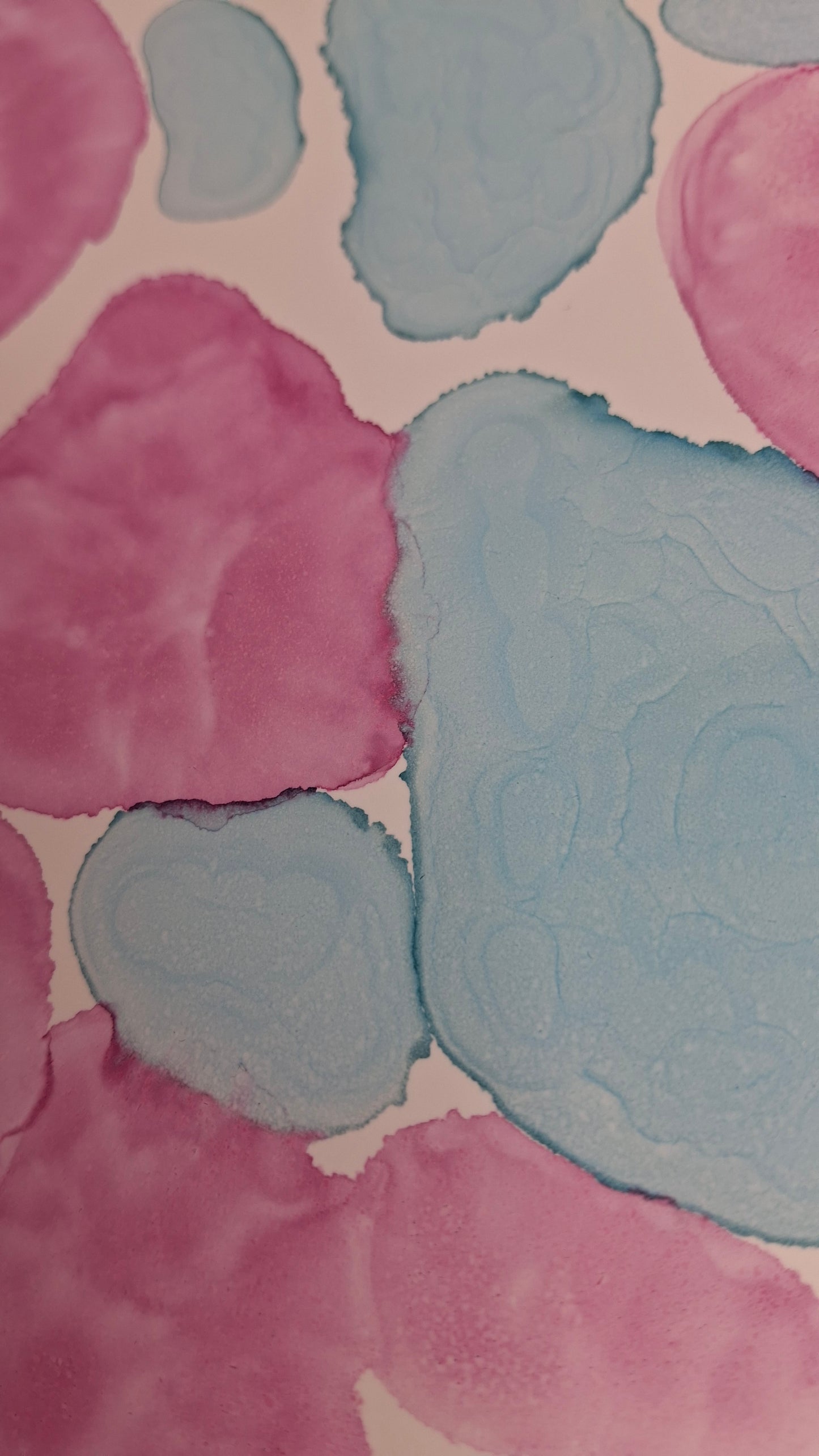 The Tide's Whisper Original Artwork Sea Blue Pink Alcohol Ink A3