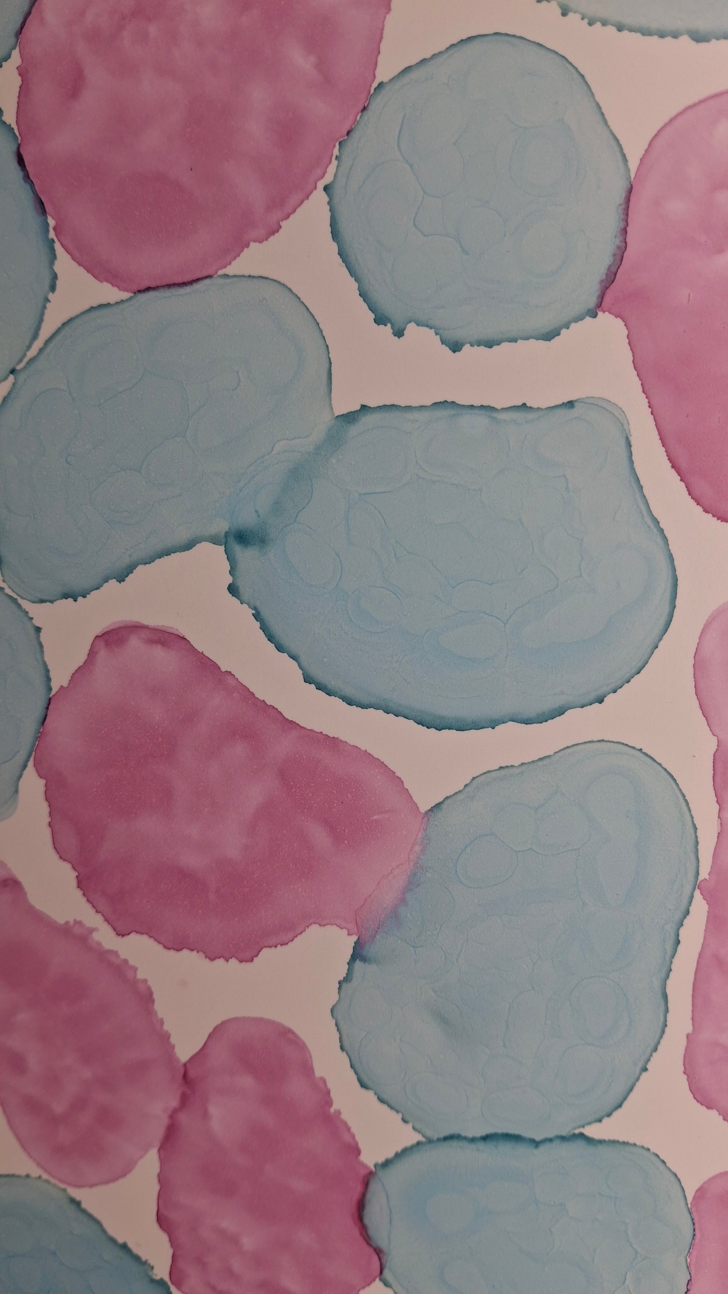 The Tide's Whisper Original Artwork Sea Blue Pink Alcohol Ink A3