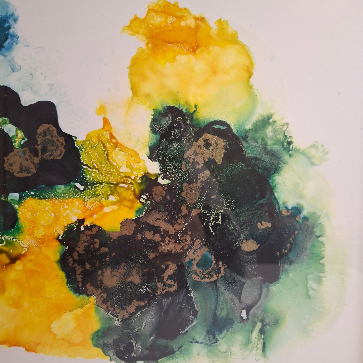 Tangled Light Original Artwork Yellow Gold Blue Green