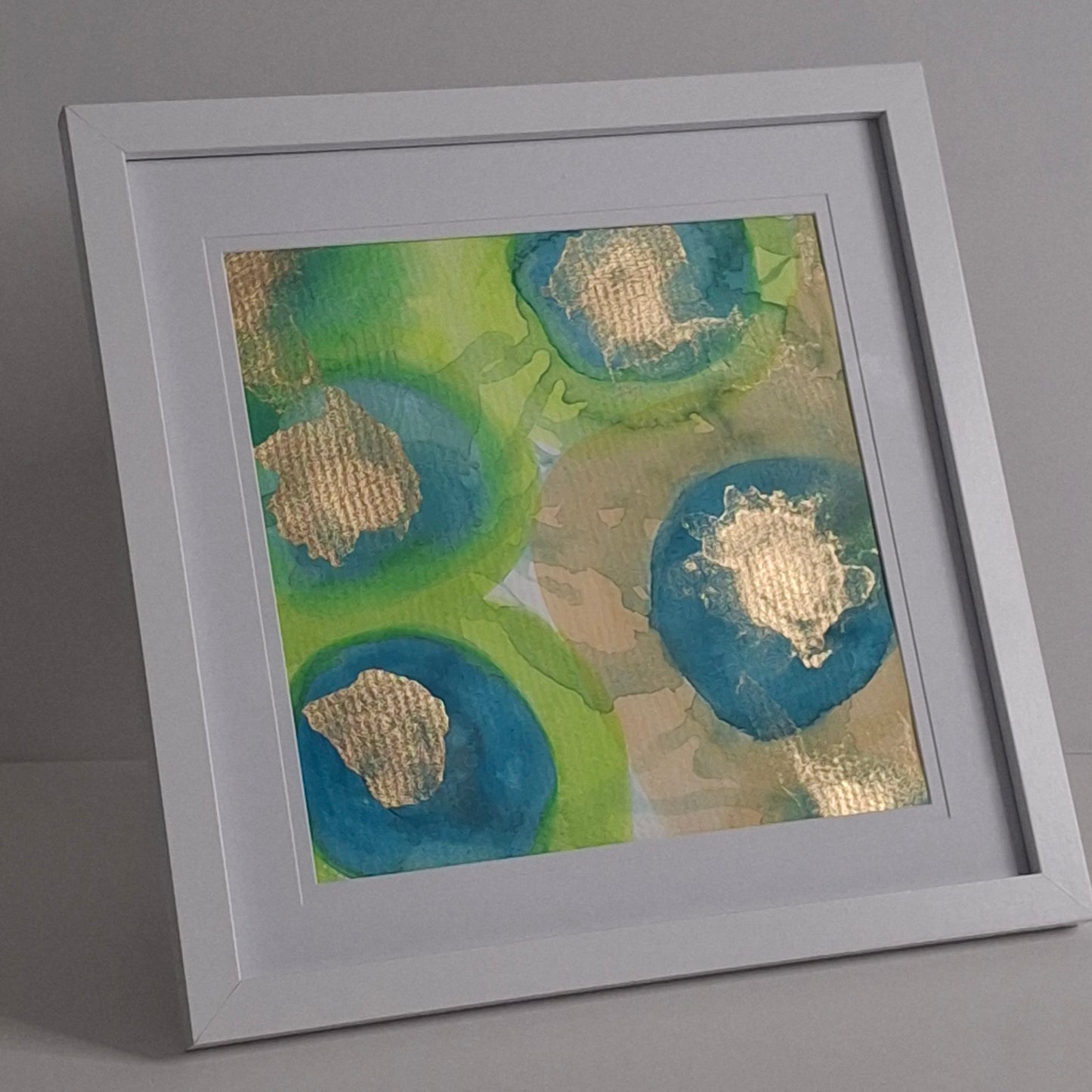 Where Light Lands Original Abstract Artwork Green Gold Blue