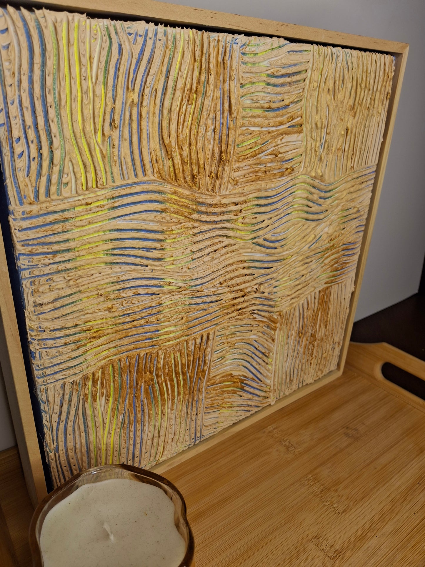 Whispering Threads Original Textured Modern Art Beige Cream Gold Minimalist