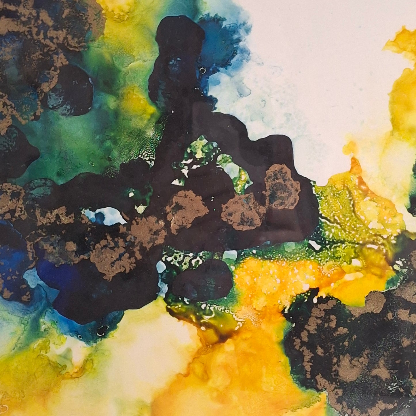 Tangled Light Original Artwork Yellow Gold Blue Green