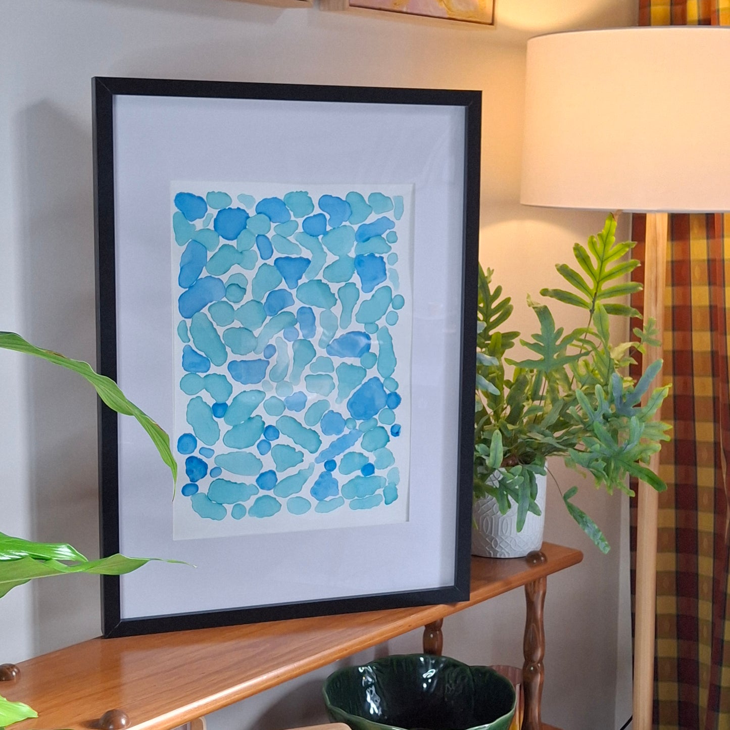 By The Sea Original Artwork Mixed Blue Green Alcohol Ink A3