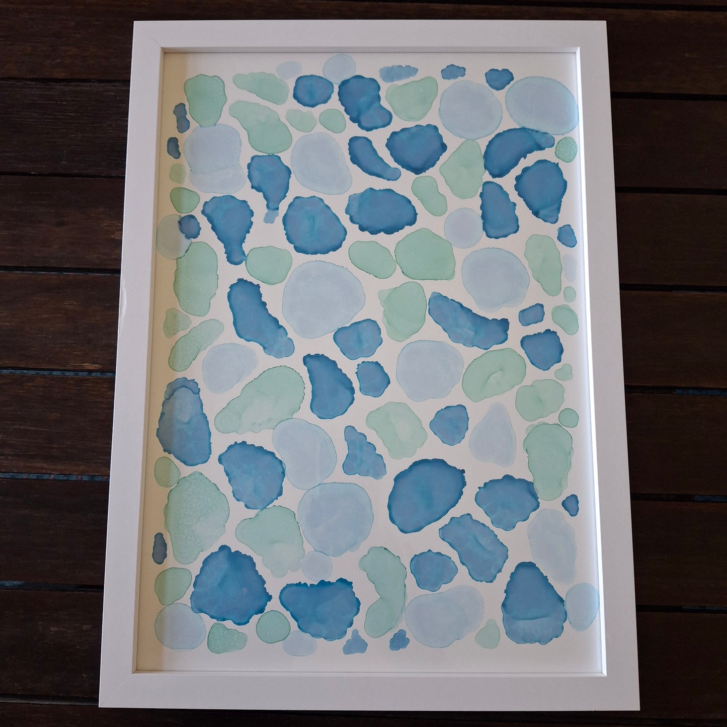 The Sea is Me Original Artwork Blue Green Alcohol Ink A3