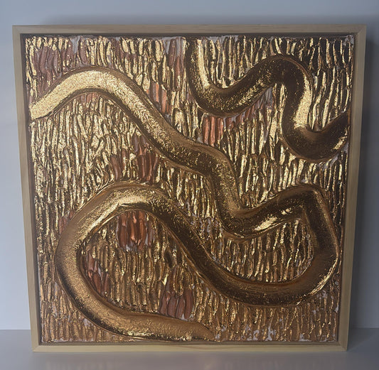 Rivers of Light Original Abstract Textured Artwork  Bronze Metallic Painting