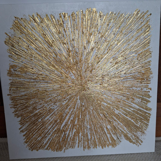 Radiance Unleashed Textured Original Abstract Artwork White Gold Metallics Painting