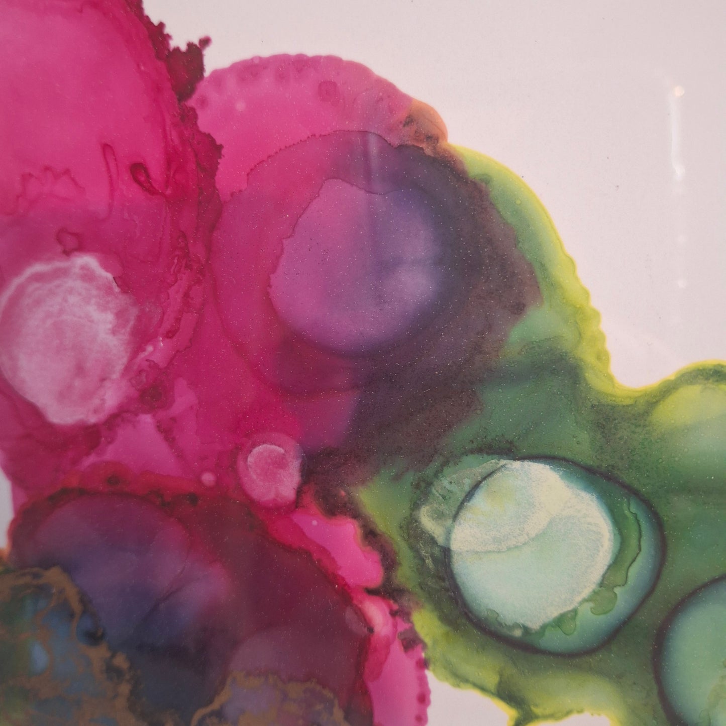 Connected We Bloom Original Artwork Pink Green Gold