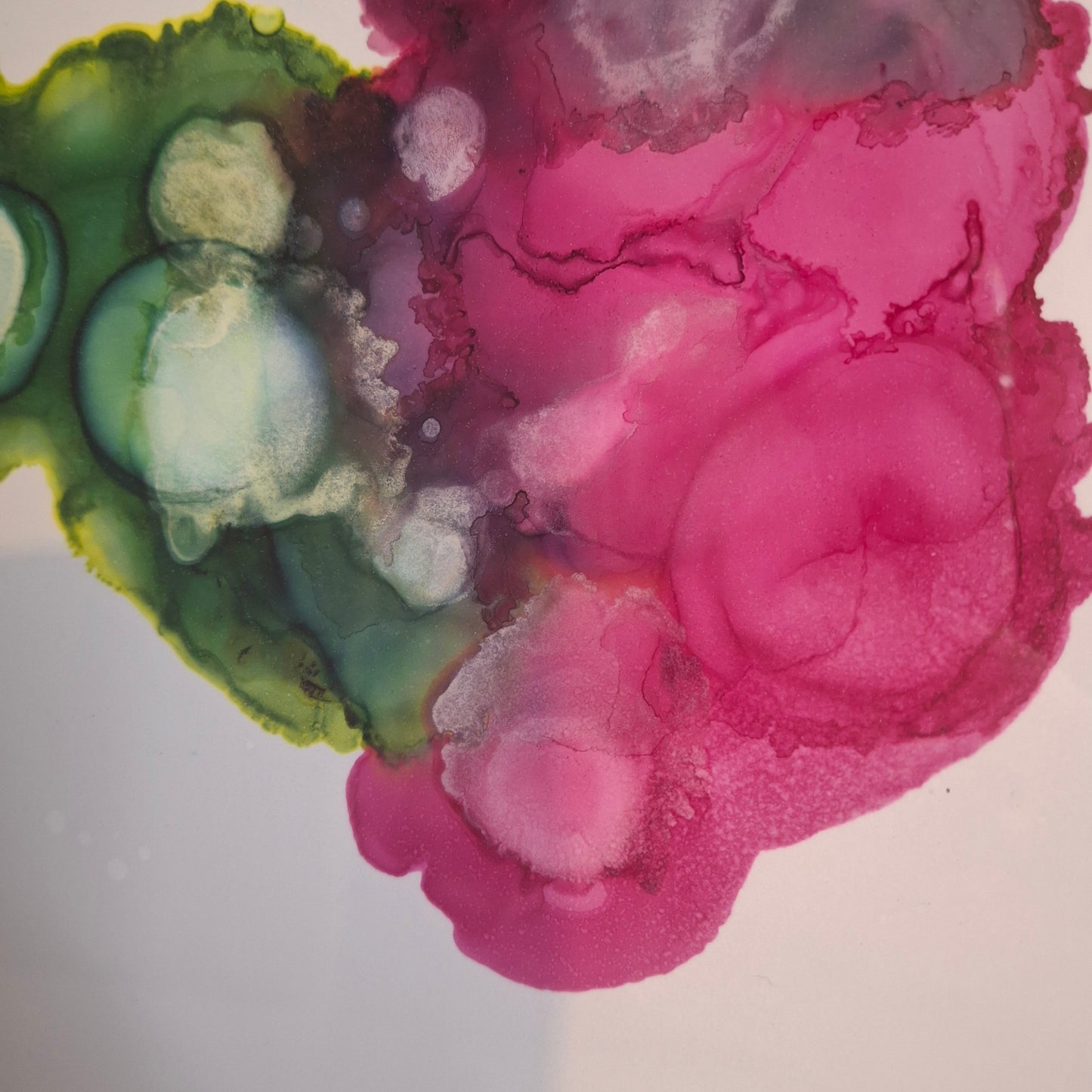 Connected We Bloom Original Artwork Pink Green Gold