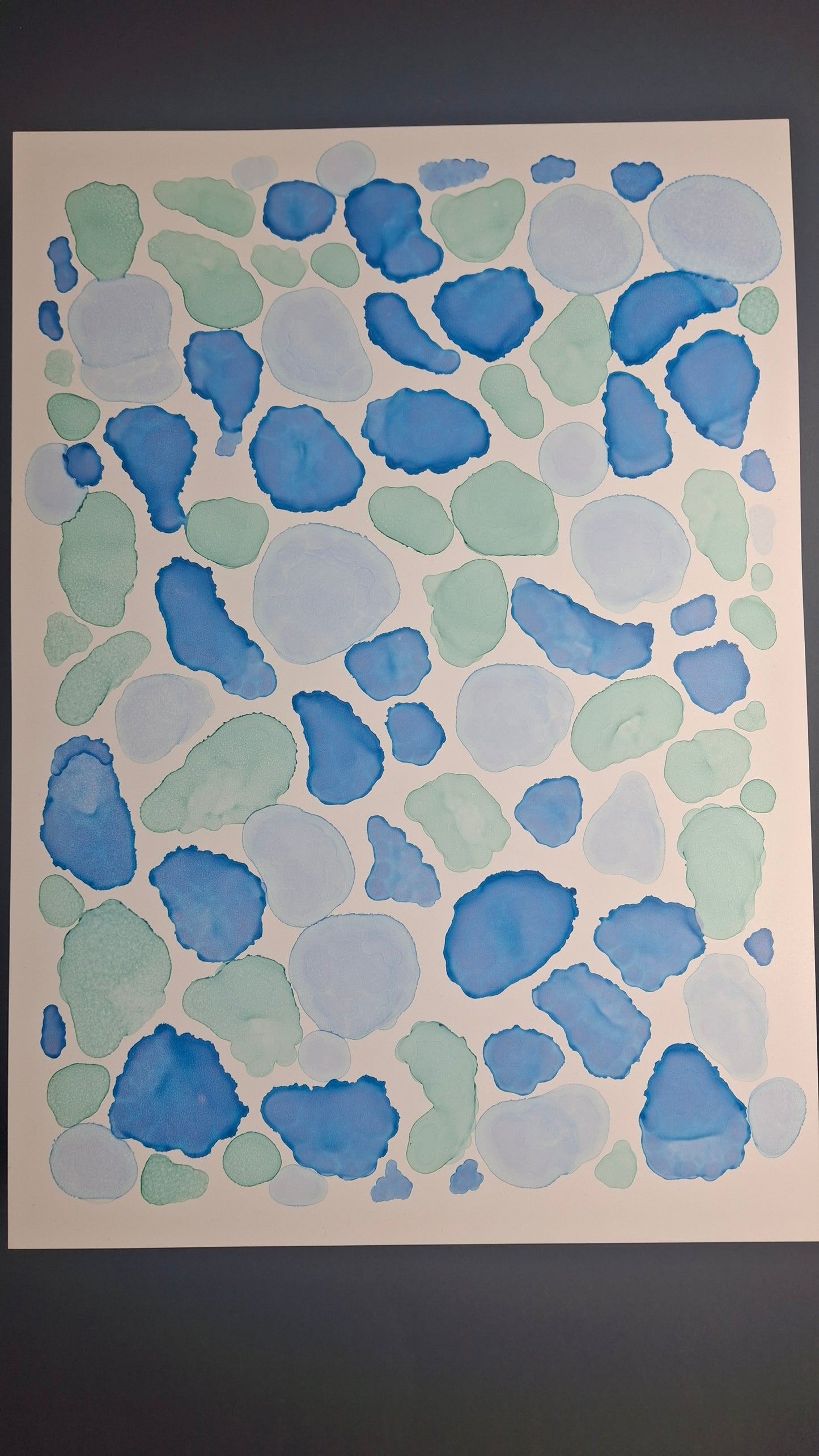 The Sea is Me Original Artwork Blue Green Alcohol Ink A3