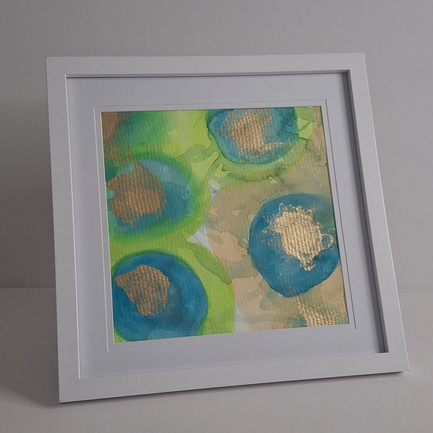 Where Light Lands Original Abstract Artwork Green Gold Blue