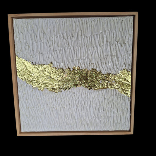 Good Intentions Abstract Original Texture Artwork White Gold Painting