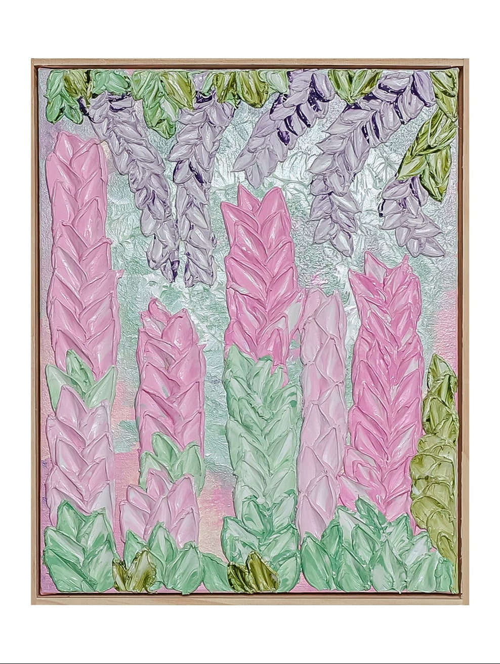 Into a Dream She Walked Original Textured Abstract Floral Art  Pinks, Greens, Lilacs