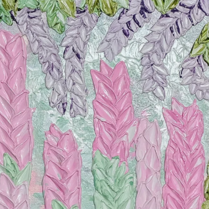 Into a Dream She Walked Original Textured Abstract Floral Art  Pinks, Greens, Lilacs