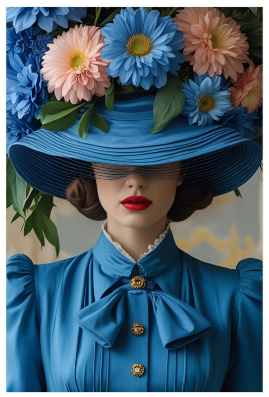 Ella Art Print Poster Vintage Fashion with Floral Elegance