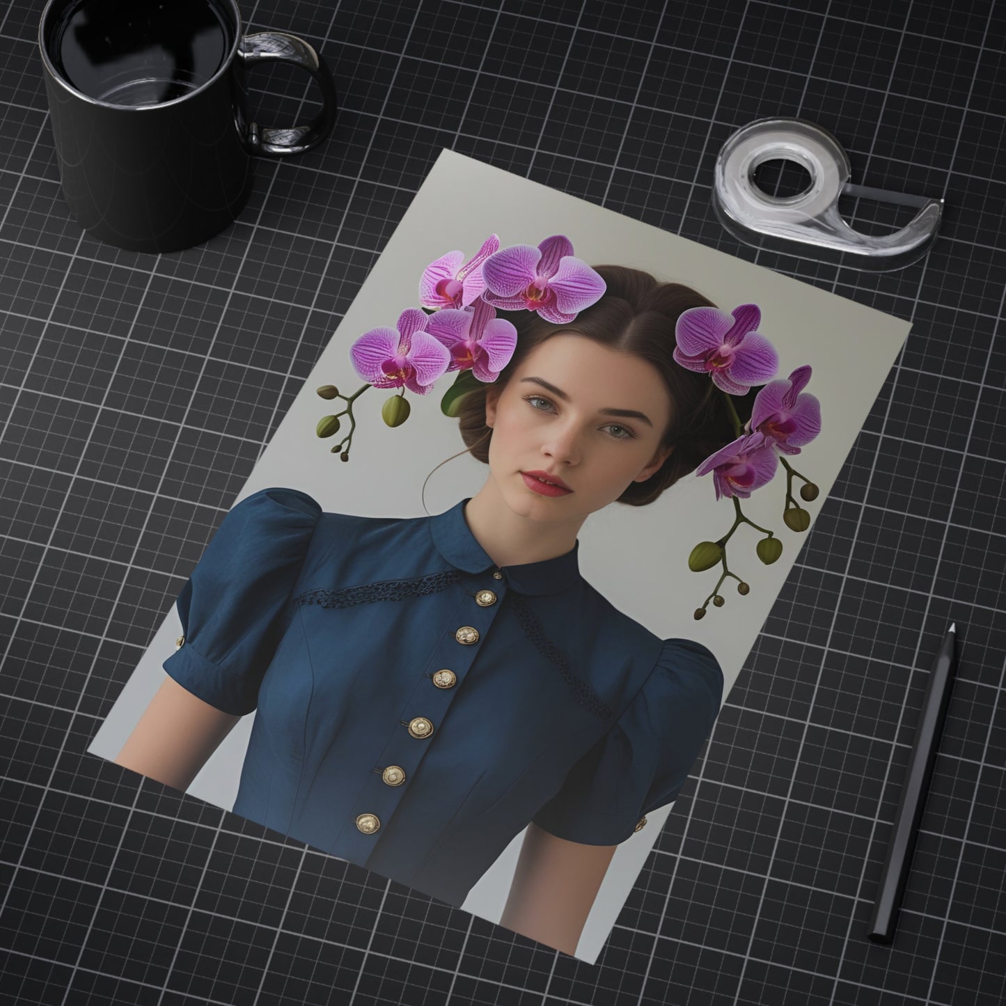 Olenna Art Print Vintage Fashion with Floral Elegance  (small)