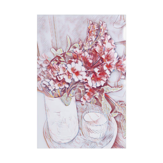 Soft Bloom Serenity Still Life Art Poster Print Pinky Reds Neutrals